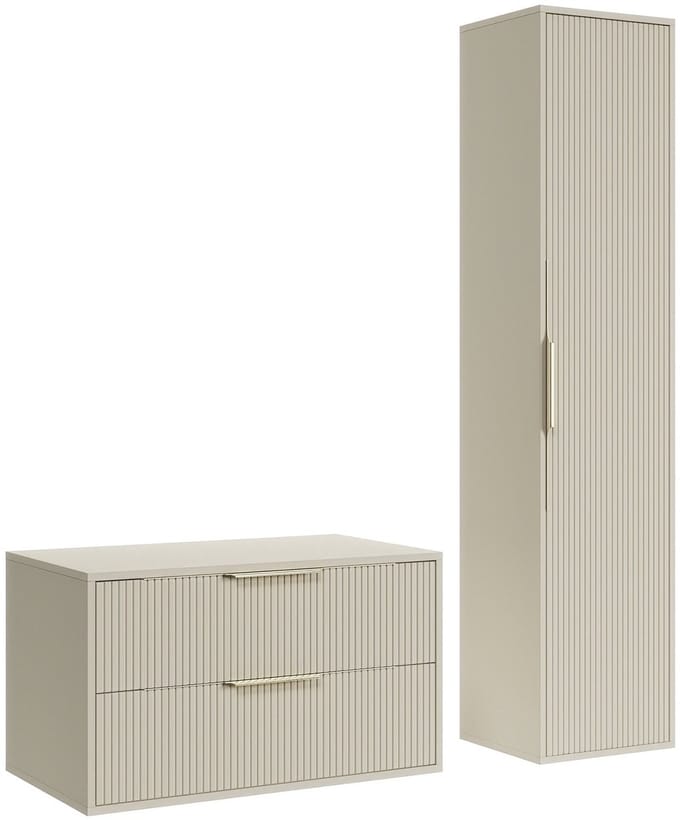 Badplaats Wastafelkast Rimini 80 cm – Beige – Badmeubel met Kolomkast