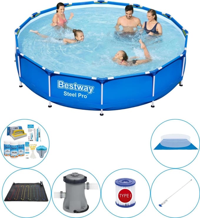 Zwembad Set - 7-delig - Steel Pro Rond 366x76 cm