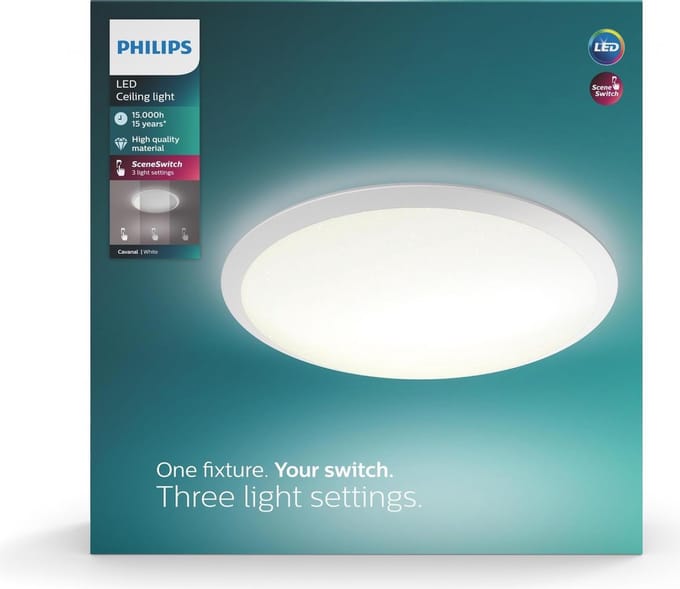 Philips Cavanal plafonnière - wit - rond - koelwit licht - 18 W