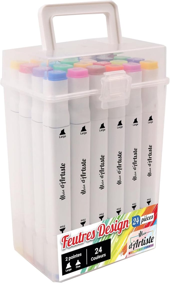 Alcohol Markers - Alcohol Markers Set - Multicolor - 24 Dubbele Punt - Sneldrogend - Voor Creatieve Hobbyisten