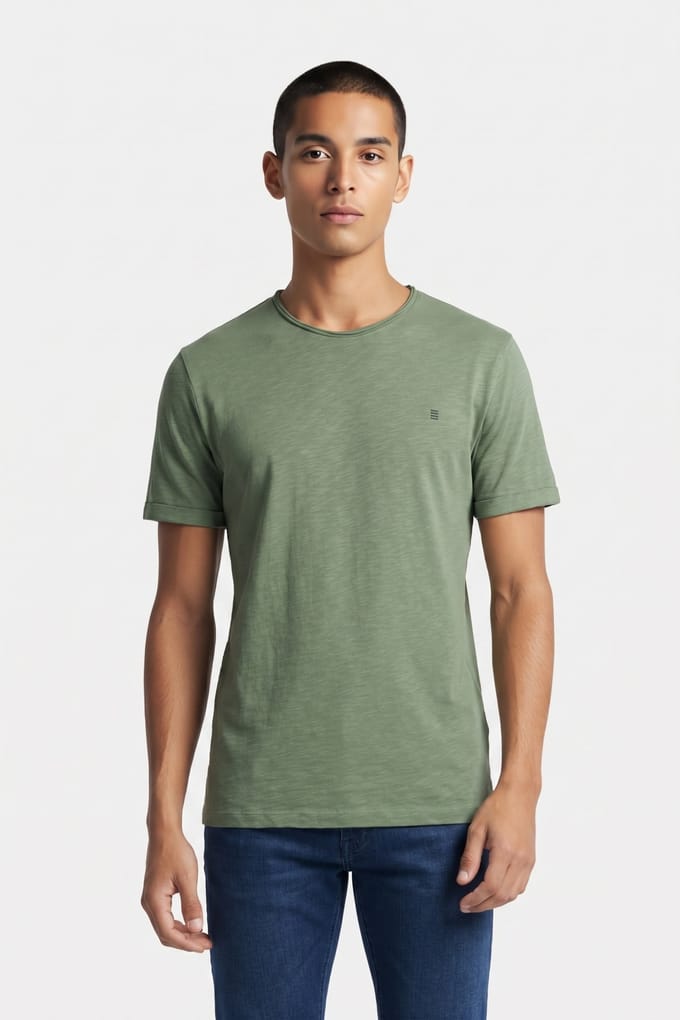 No Excess T-shirt Crewneck Slub Green Größe: XL | Basic T-Shirts Outlet | Herren | Grün