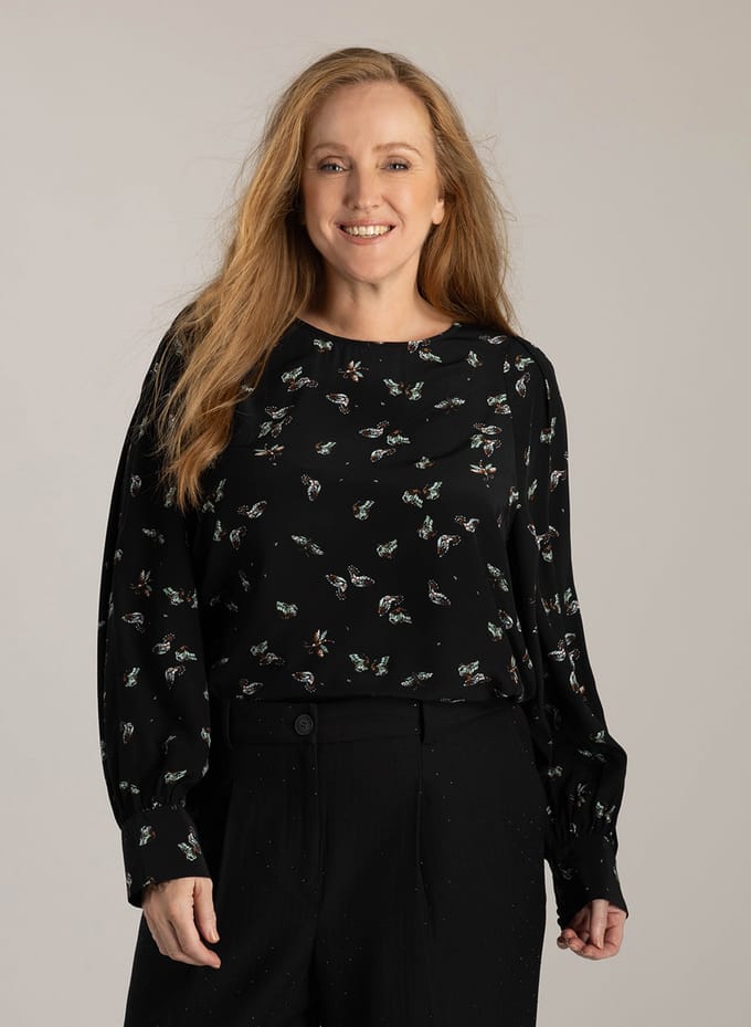YEST CURVE Hanika Tops - Black Multi Colour - maat X-0(44)