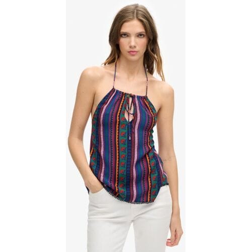 Superdry Beach Haltertop met Print Blauw Grootte: 38