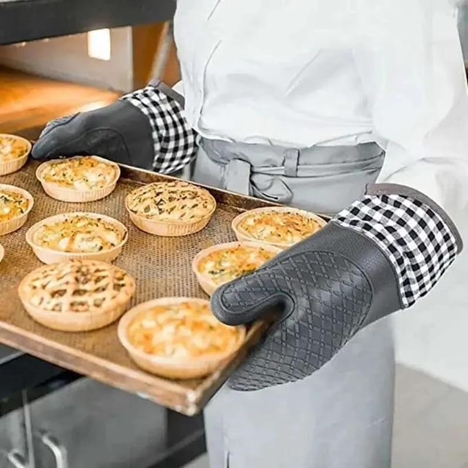 Siliconen Geïsoleerde Handschoen Antislip Verlengd Verdikt Hittebestendig voor Keuken roze