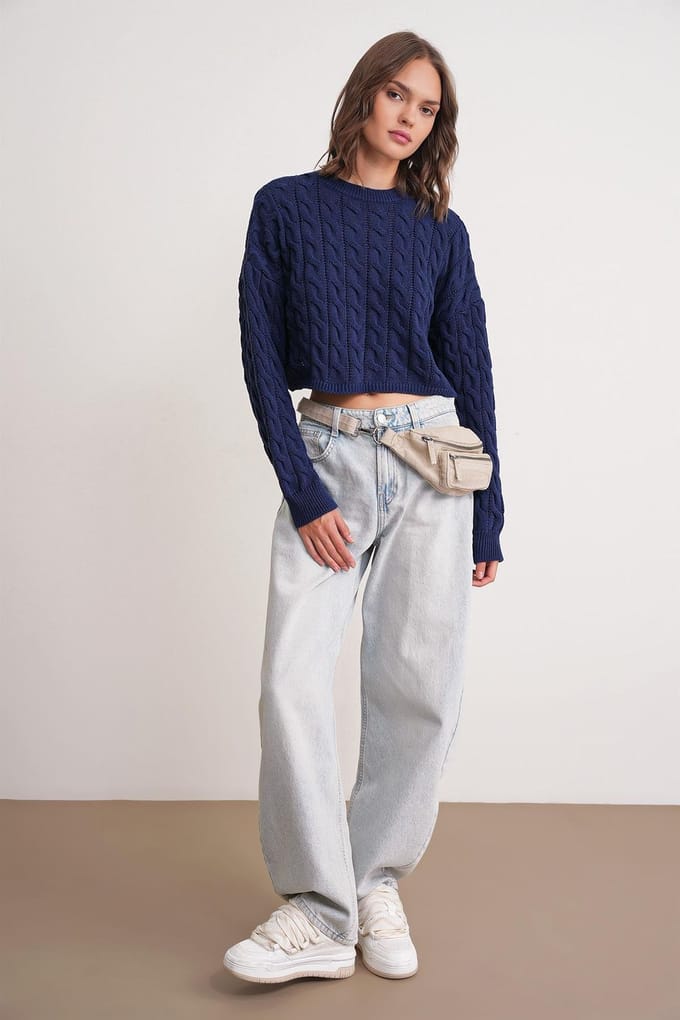 Cable Knit Patroon Rundhals Trui