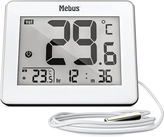 Digitale Thermometer met Bekabelde Buitensensor voor Binnen- en Buitentemperatuur