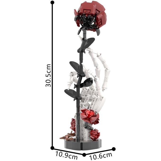 Gobricks MOC Crâne Gothique Rose Briques Main Fleurs Bloc de Construction Jouets Saint-Valentin Cadeau black
