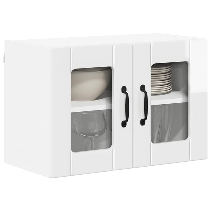 vidaXL - Wandglas - Kasten - LUCCA - 2 - st - Hoogglans - Wit - Bewerkt - hout