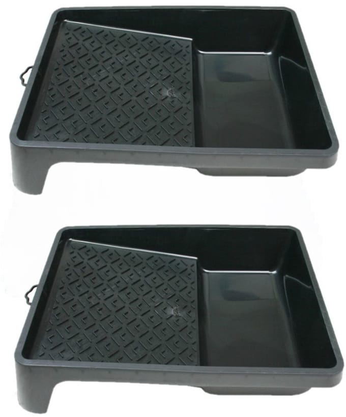 4x stuks verfbakjes voor verfrollers/lakrollers zwart tot 18 cm - verfspullen / schildersbenodigdheden
