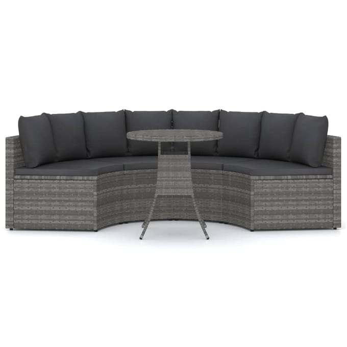 vidaXL - 5-delige - Loungeset - met - kussens - poly - rattan - grijs