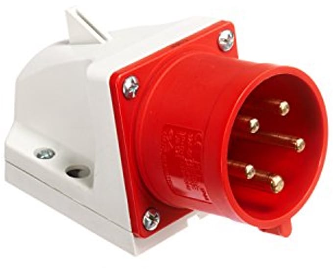 Muurstekker 5-polig 32A IP44 met schroefklemmen en kabelinvoer