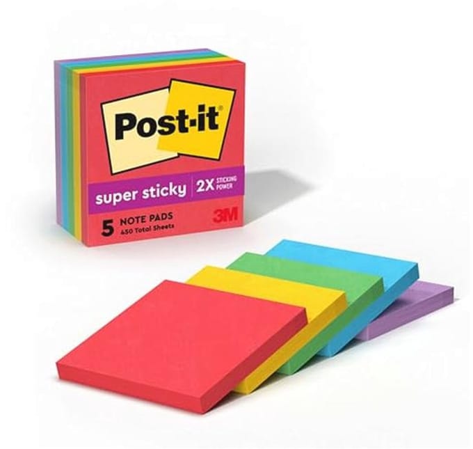 Plakbriefjes 3 inch x 3 inch - Speelse Primaries - 5 verpakkingen