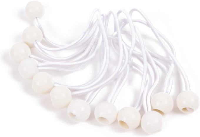 Elastiek met bal wit - 12 delig - Spanelastiek - 17cm - Benson