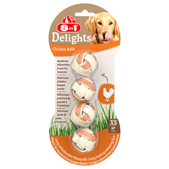 8in1 Delights Kauwballen kip - 36 g (4 stuks)