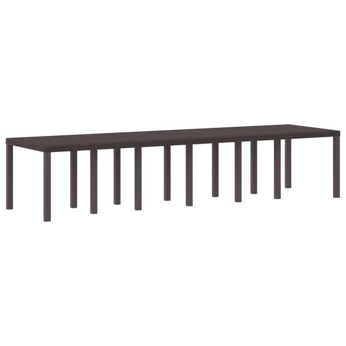 vidaXL Tuinstafel Bruin 350 x 100 x 74 cm poly rattan