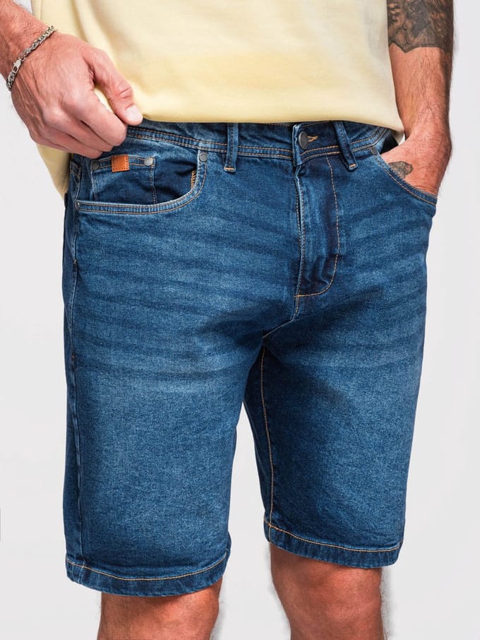OMBRE Korte Broek - Katoen - Rits - Effen Indigo S