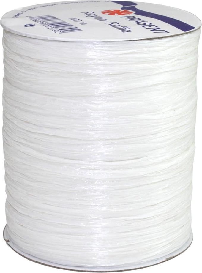 RAYON RAFFIA WHITE WIT 100-m-Spule / ballon bolduc / afbreekbaar