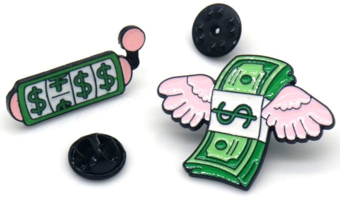 Pins set - Money funny - Set van 2 - Pimp je kleding en accessoires - Damesdingetjes