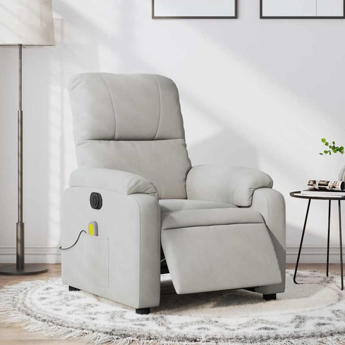 vidaXL - Massagestoel - elektrisch - verstelbaar - microvezelstof - lichtgrijs