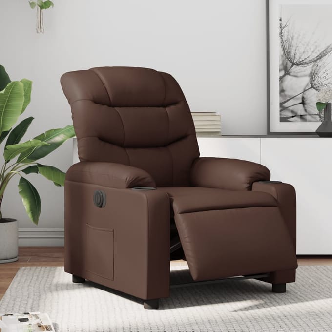 vidaXL - Fauteuil - verstelbaar - elektrisch - kunstleer - bruin