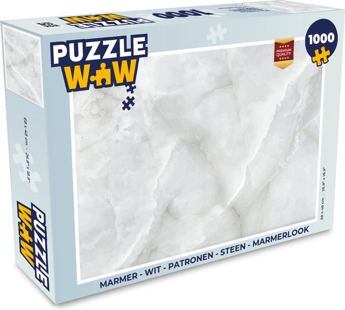 Puzzel Marmer - Wit - Patronen - Steen - Marmerlook - Legpuzzel - Puzzel 1000 stukjes volwassenen
