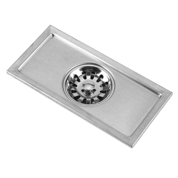 Siphon de sol rectangulaire en acier inoxydable 20x10cm Douche de salle de bain Cuisine Grille d'évacuation gray