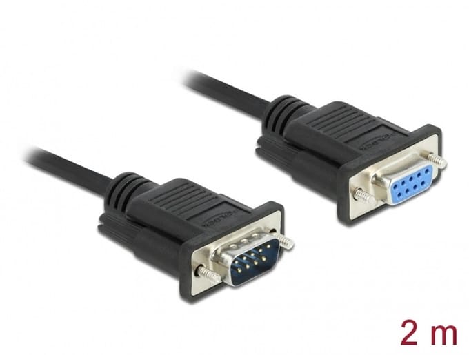 Delock Aansluitkabel Serieel [1x D-sub bus 9-polig - 1x D-sub stekker 9-polig] 2 m Zwart