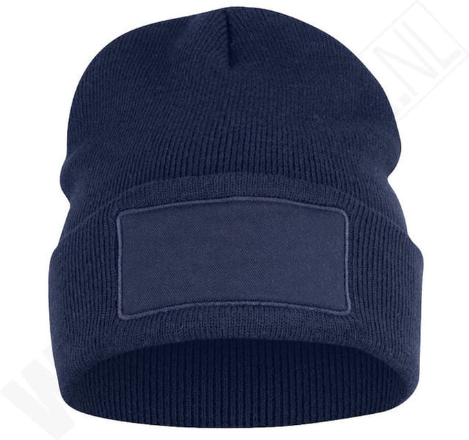 Gebreide muts Hubert met patch navy