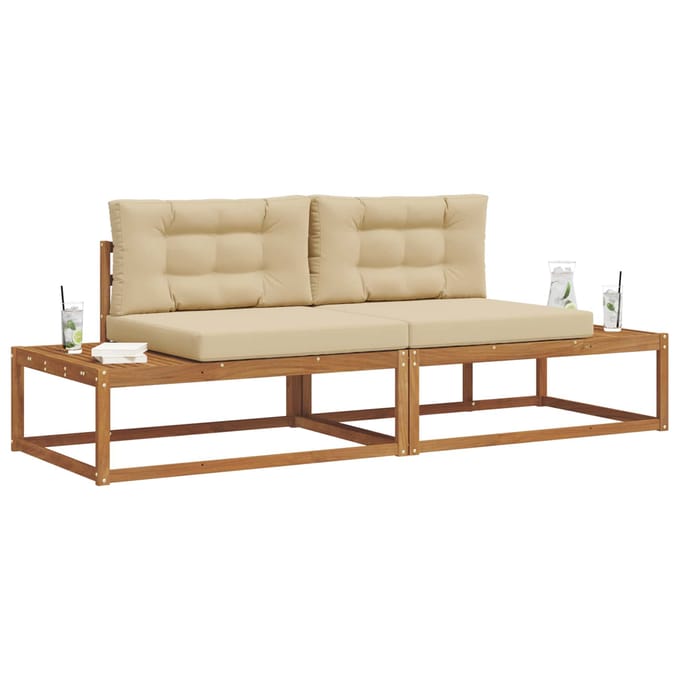 vidaXL - Buiten - bank - set - Massief - Acacia - Hout - en - Polyester