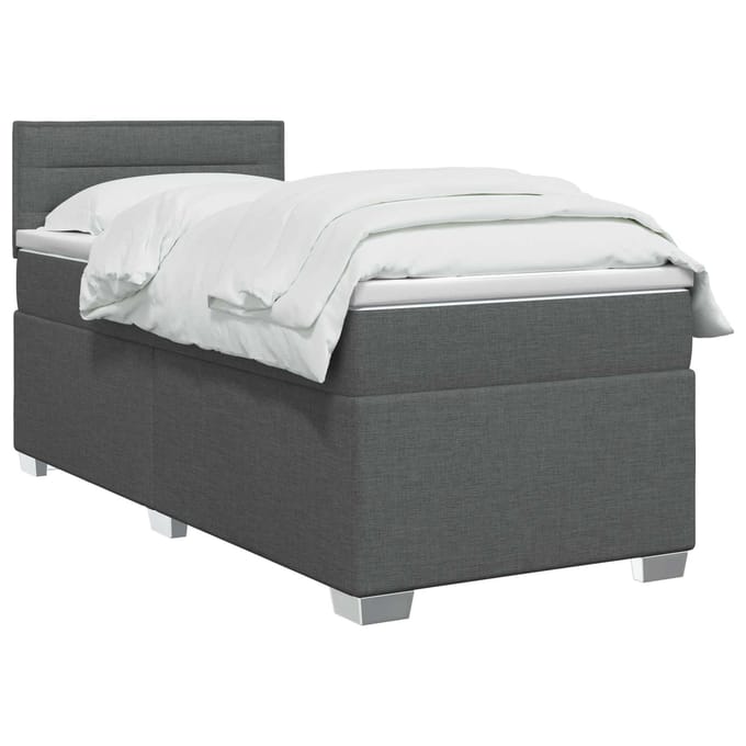 vidaXL - Boxspringbed - met - matras - Donkergrijs - 80 - x - 200 - cm - Stof