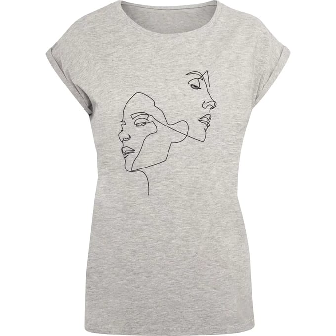 Mister Tee - One Line Extended Shoulder Dames Tshirt - S - Grijs