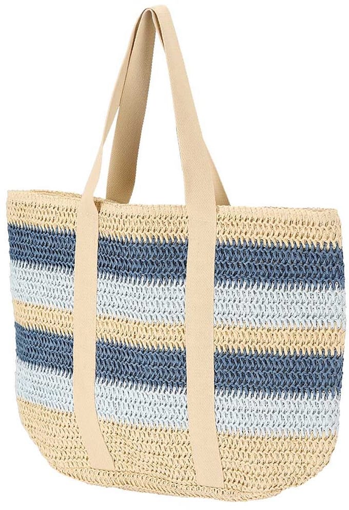 Sarlini Strandtas Naturel/Denim gestreept