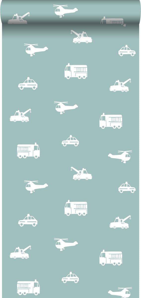 Walls4You behang voertuigen blauw - 935284 - 53 cm x 10,05 m