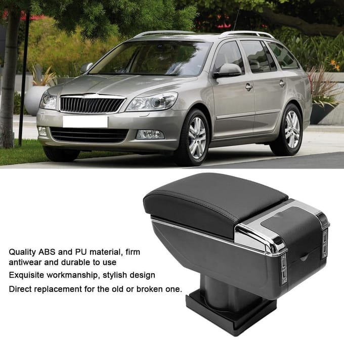Zwarte Armsteun Midden Opbergdoos Past voor Skoda Octavia A5 Auto Interieur Accessoire gray