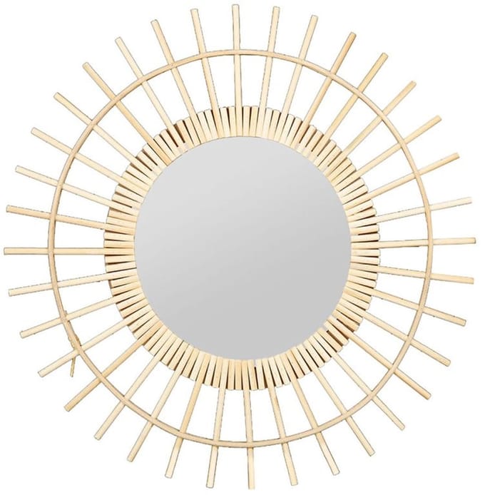 Ostaria Wandspiegel Sun - zon - rotan - D55 cm - bohemian/boho spiegel