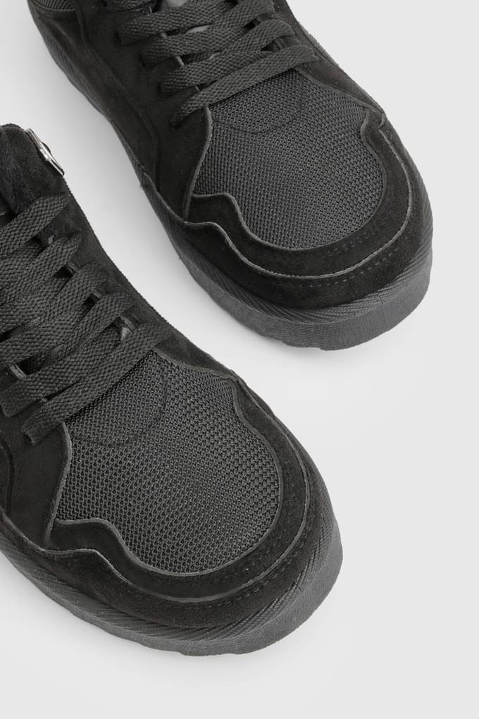 boohoo Dames Nepbont gevoerde lage sneakers | Black | Maat: 3