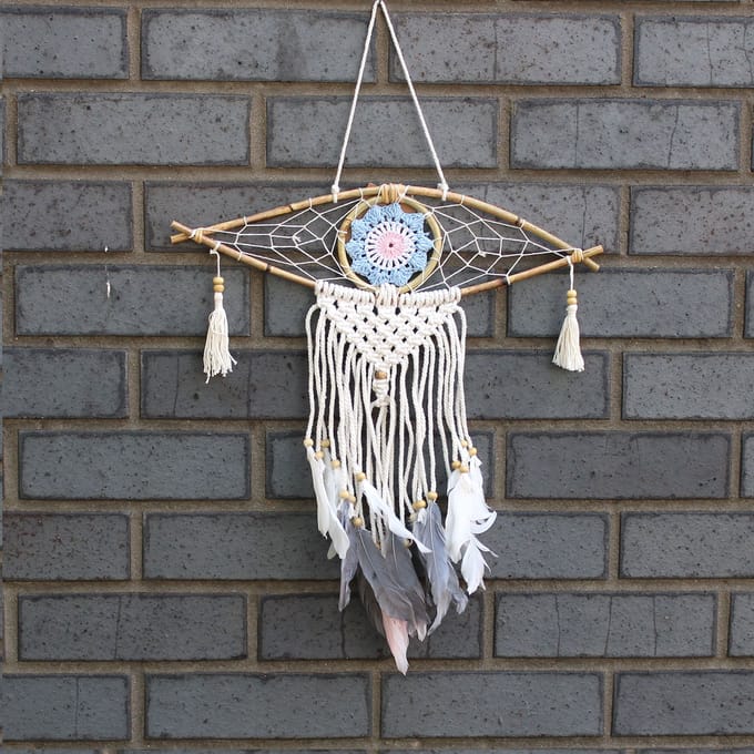 Bescherming Dromenvanger - Kleine Macramé Oog Diverse Kleuren