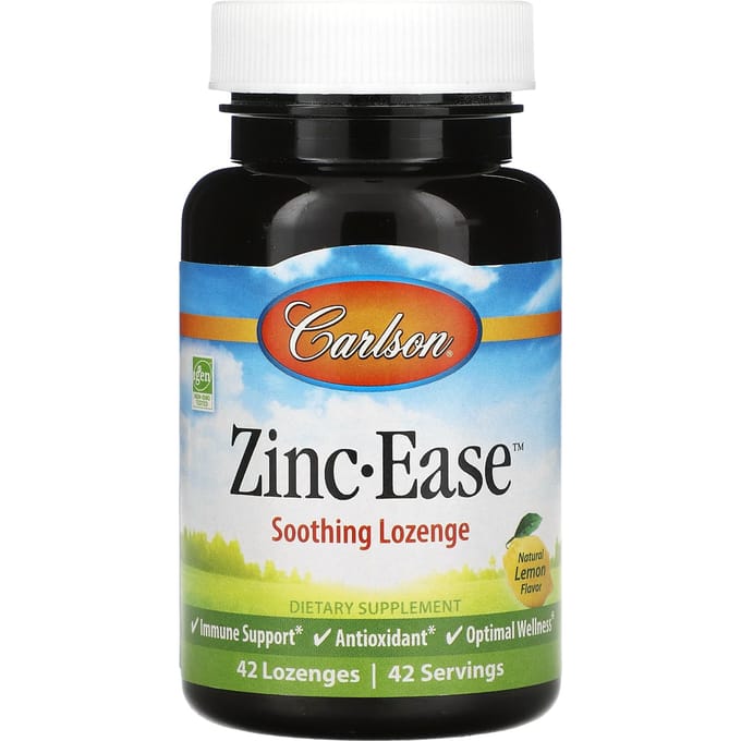 Zink Kalmerende Pastilles, Natuurlijke Citroensmaak, 42 Tabletten