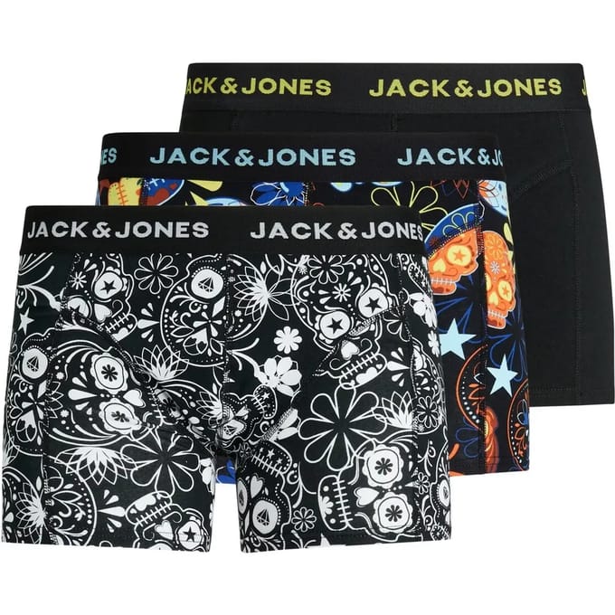 Jack & Jones Boxers - JACSUGAR SKULL TRUNKS 3 PACK - S tot XXL - voor Mannen - zwart