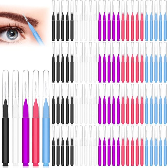 Micro Eyebrow Brushes en Wimpers Kam met Deksel - 100 Stuks voor Perfecte Make-up en Precisie