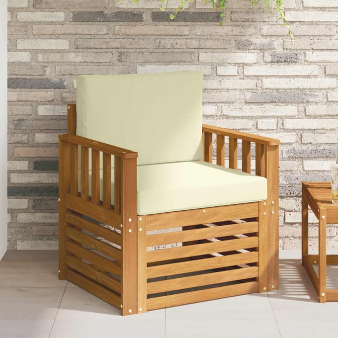 vidaXL - Buiten - bank - set - Massief - Acacia - Hout - en - Polyester