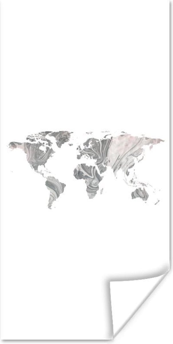Wereldkaarten - Wereldkaart - Patronen - Zwart - 80x160 cm
