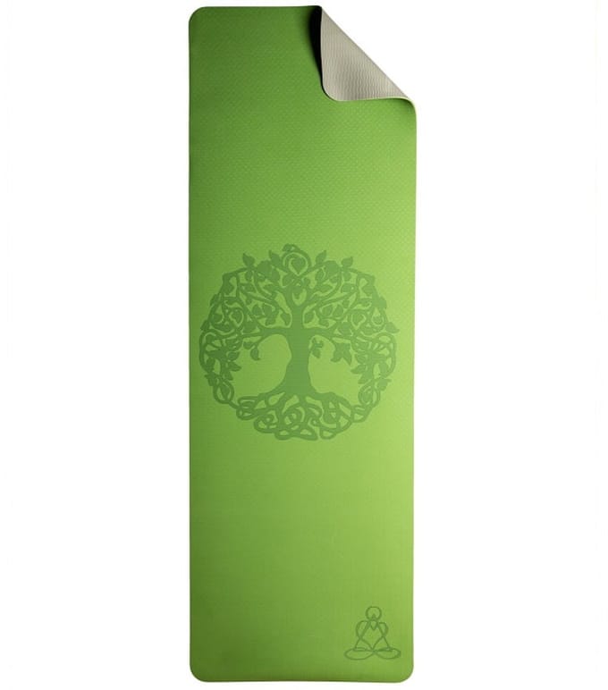Yogamat ecofriendly lichtgroen met levensboom