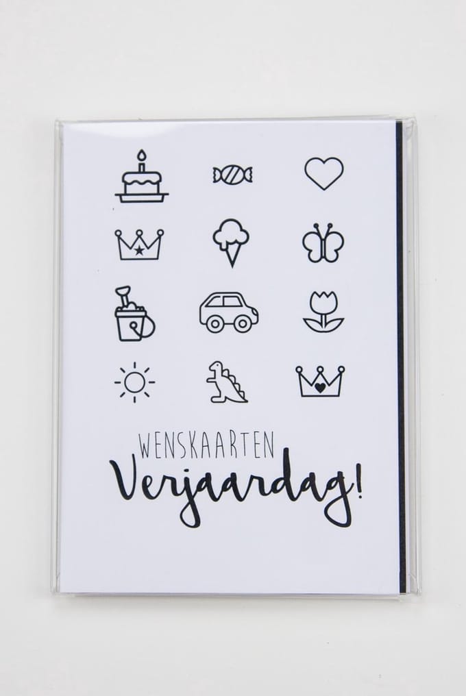 Set van 12 verjaardagskaarten