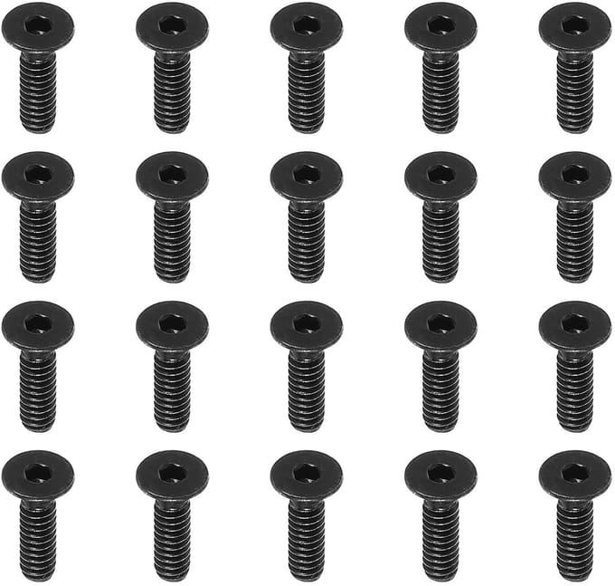 6-32 x 1/2" Flat Head Schroeven met Hexagon - 20pcs Machine Schroeven - Volledige Draad - UNC Oxide Zwart - Kwaliteit 10.9