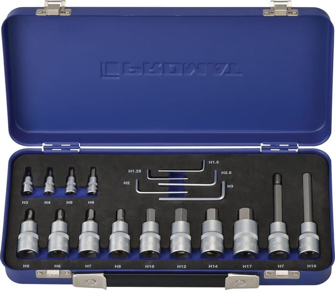 Promat 19-delige dopsleutelset - 1/4" en 1/2" - 4000821187