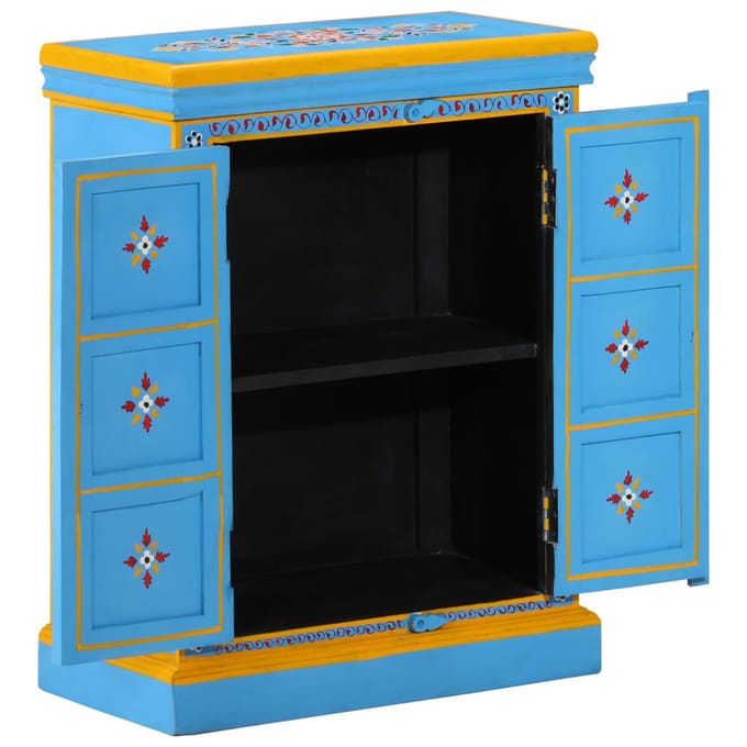 vidaXL - Wandkast - handgeschilderd - massief - mangohout - turquoise