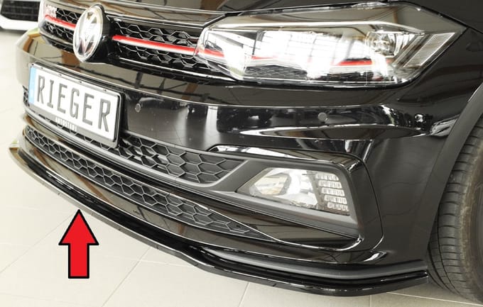 RIEGER - PERFORMANCE FRONT LIP - VOLKSWAGEN VW POLO AW GTI / R LINE - GLOSS BLACK