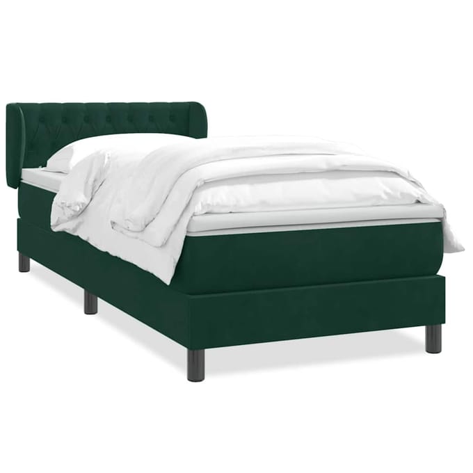 vidaXL - Boxspring - met - matras - fluweel - donkergroen - 80x220 - cm