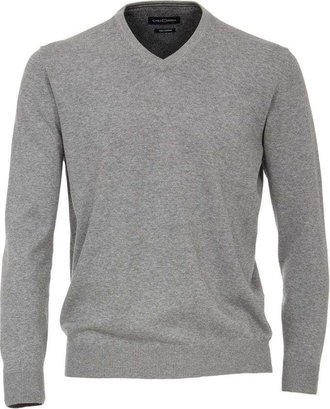 CASAMODA Pullover V-Hals Grijs - Maat S - Heren